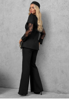 Elegancki Súprava Sako z koronką i Nohavice Noir Elegance čierne