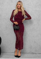 Koronkowa Šaty maxi z marszczeniami Lace Affair čierna