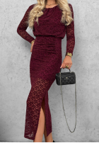 Koronkowa Šaty maxi z marszczeniami Lace Affair čierna
