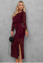 Koronkowa Šaty maxi z marszczeniami Lace Affair čierna
