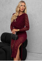 Koronkowa Šaty maxi z marszczeniami Lace Affair čierna