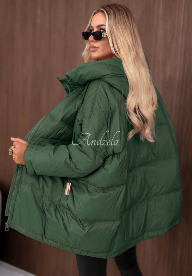 P&aacute;perov&aacute; bunda s kapucňou Coldest Of Times fľa&scaron;kov&aacute; zelen&aacute;