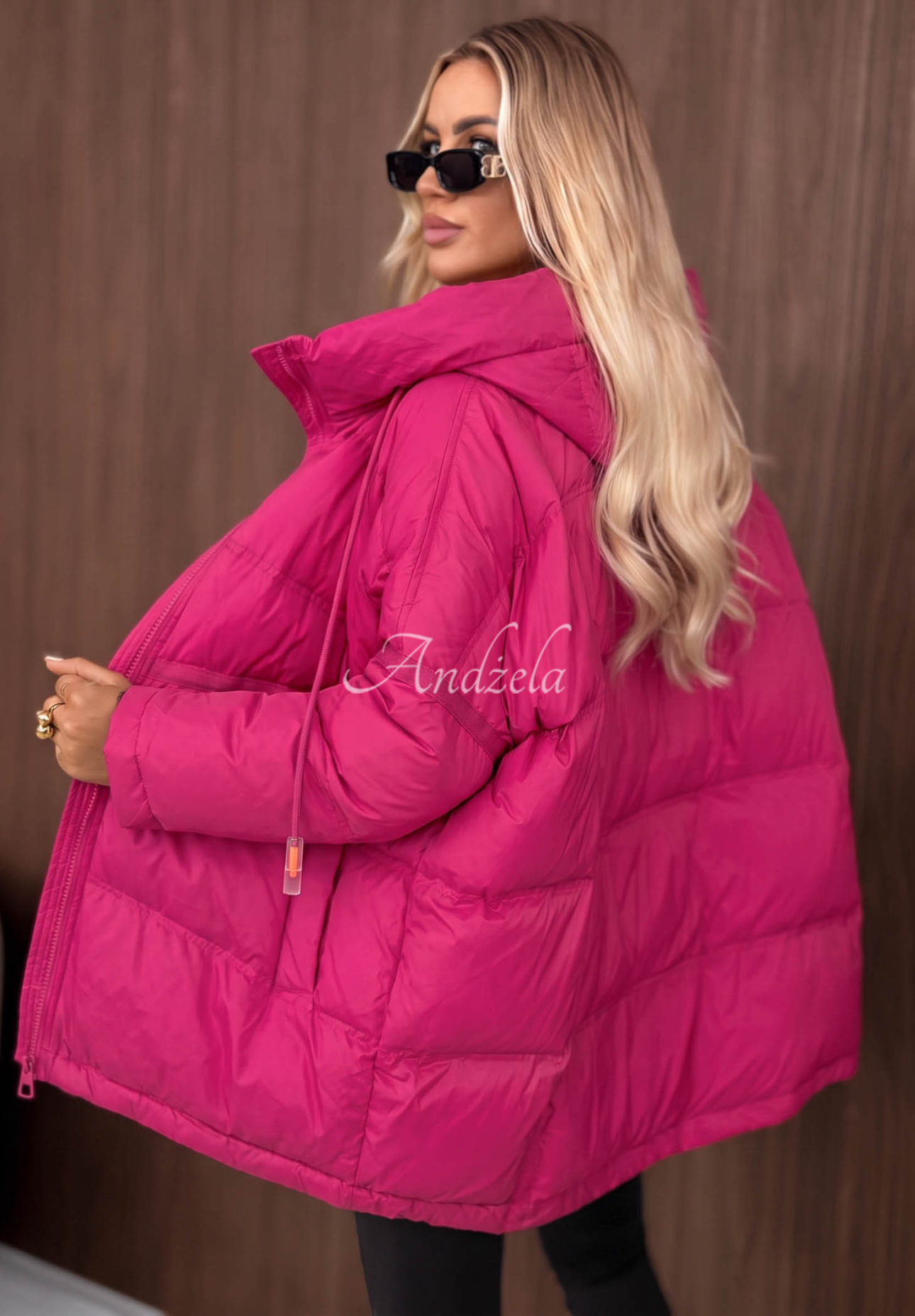 Páperová bunda s kapucňou Coldest Of Times fuchsiová