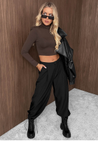 Krátka Blúzka longsleeve Sassy Muse čierna