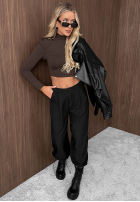 Krátka Blúzka longsleeve Sassy Muse čierna