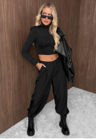 Krátka Blúzka longsleeve Sassy Muse čierna