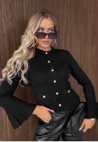Prążkowana Blúzka longsleeve dzwonek Simple Routine čokoládová