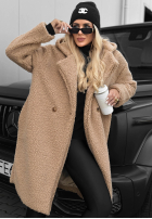 Dlhý Kabát kożuszek s kapucňou Frost Lady púdrovo ružová