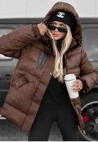 Prešívaná Bunda s kapucňou Simple Theory čokoládová