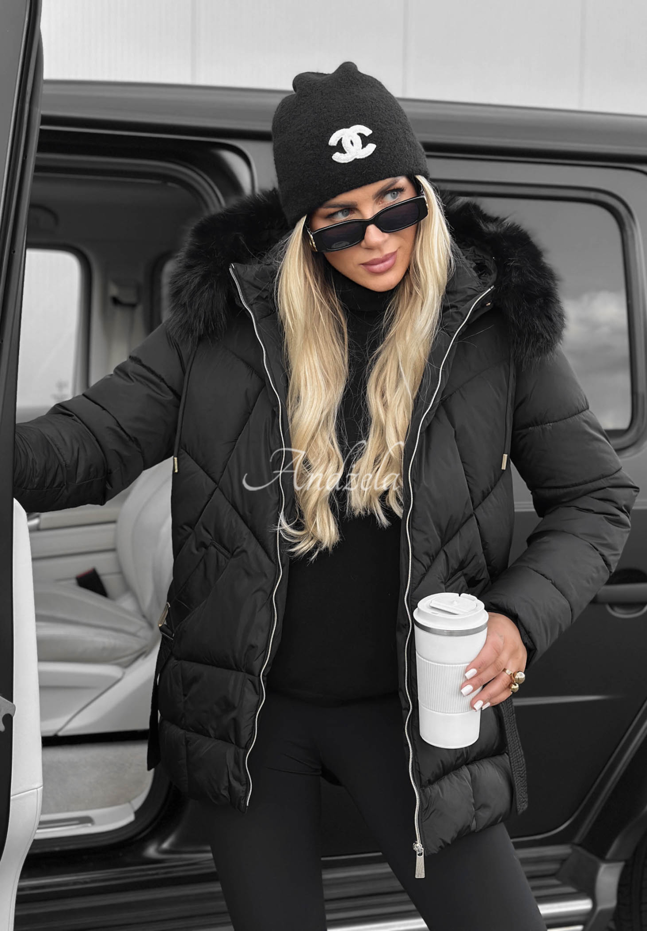 Prešívaná bunda s kožušinou Snow Babe čierna