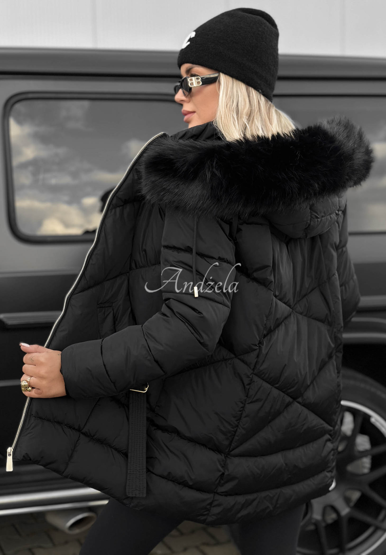 Prešívaná bunda s kožušinou Snow Babe čierna