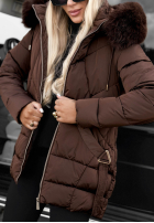 Długa Prešívaná Bunda z futerkiem Snow Babe béžová