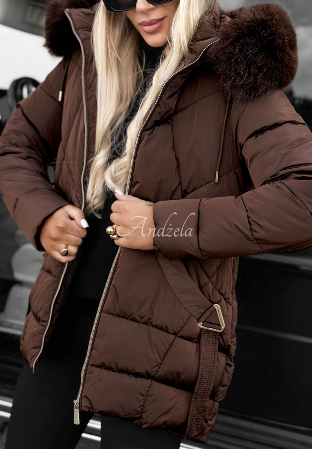 Prešívaná bunda s kožušinou Snow Babe čokoládová