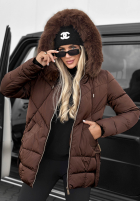 Długa Prešívaná Bunda z futerkiem Snow Babe béžová