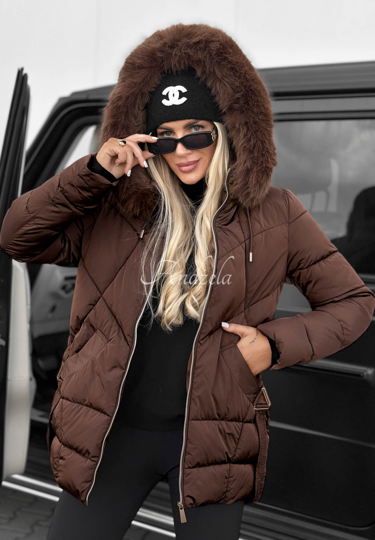 Prešívaná bunda s kožušinou Snow Babe čokoládová