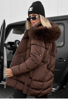 Długa Prešívaná Bunda z futerkiem Snow Babe béžová