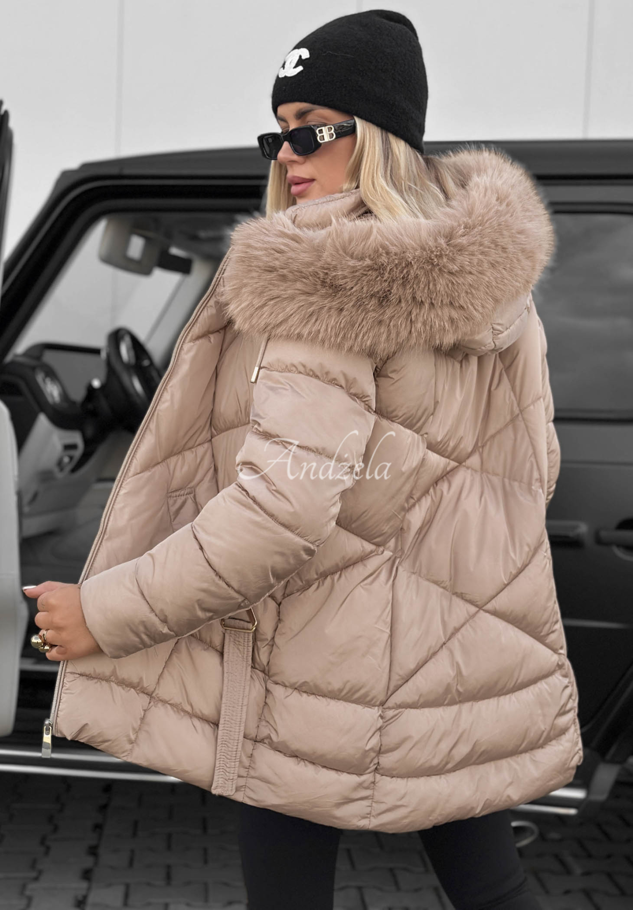 Prešívaná bunda s kožušinou Snow Babe béžová