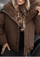Bunda parka s kapucňou i futerkiem Pine Path čokoládová
