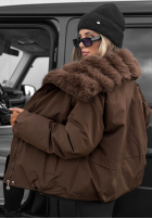 Bunda parka s kapucňou i futerkiem Pine Path čokoládová
