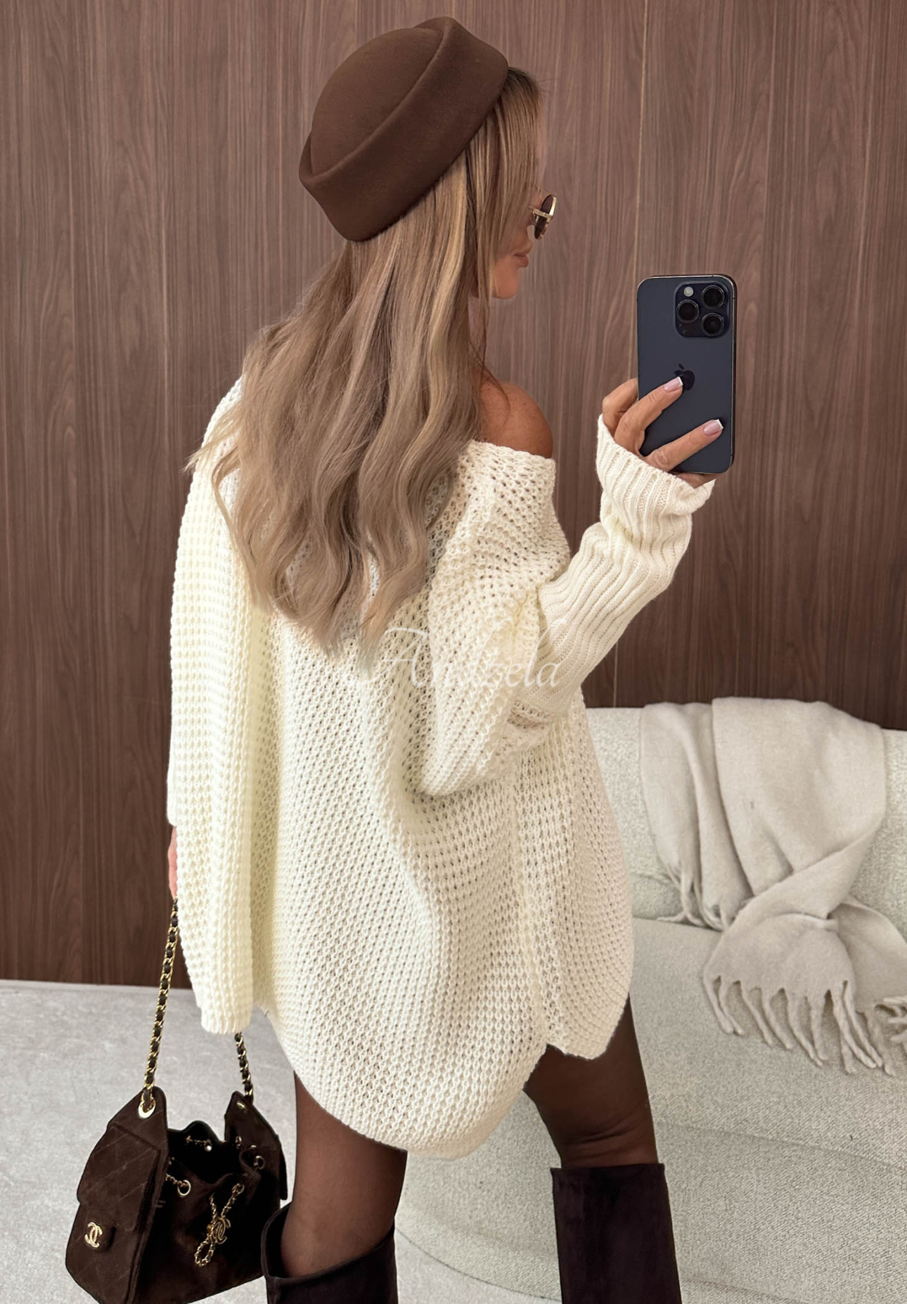 Asymetrický oversize sveter Amber Knit ecru