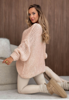 Miękki Sveter oversize z wełną i wiskozą Sugar Babe púdrovo ružová
