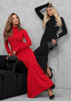 Dopasowana Šaty z golfem i rozcięciem Red Carpet čierna