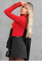 Body longsleeve z półgolfem i koronką October Kiss čierne