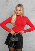 Body longsleeve z półgolfem i koronką October Kiss čierne