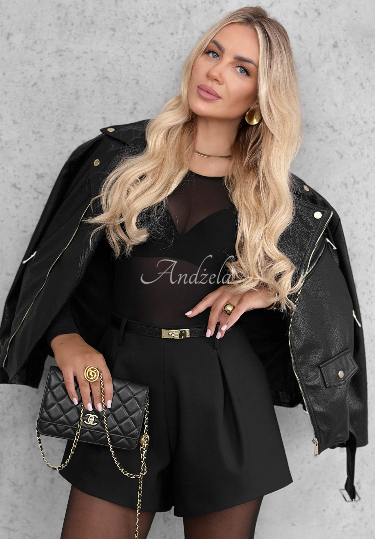Priliehavé sieťované body s dlhým rukávom Little Shimmer čierne