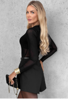 Błyszczące body longsleeve Little Shimmer čierne