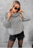 Miękki Sveter oversize z golfem Lovely Cute červený