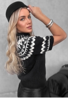 Sveter z krótkimi rękawkami so vzormi Mine October ecru