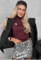 Miękki Sveter z golfem Simple Knit čučoriedkový