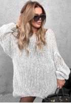 Mäkký sveter oversize s vlnou a viskózou Sugar Babe sivý
