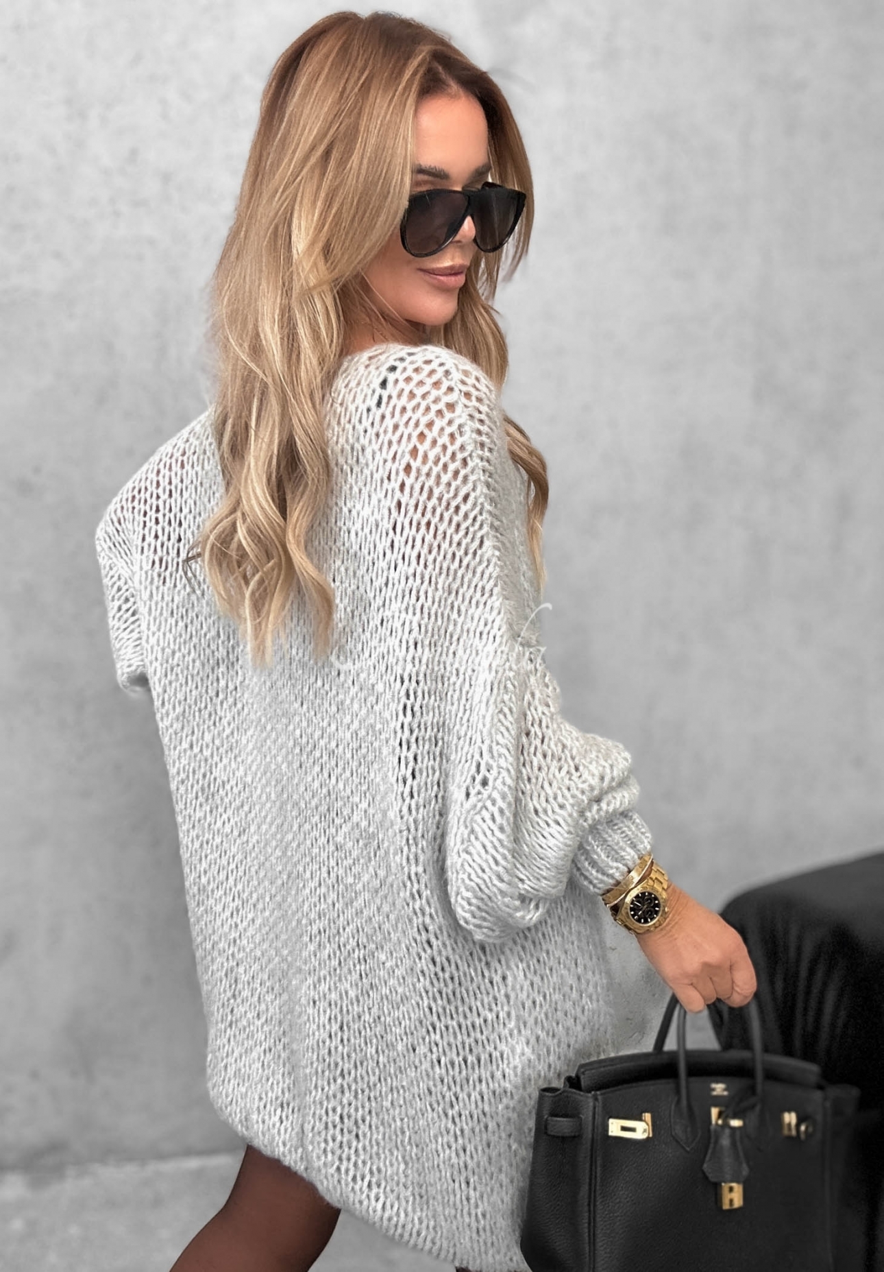 Mäkký sveter oversize s vlnou a viskózou Sugar Babe sivý