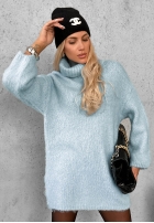Miękki Sveter oversize z golfem Cozy Babe czekoladowo-Biela