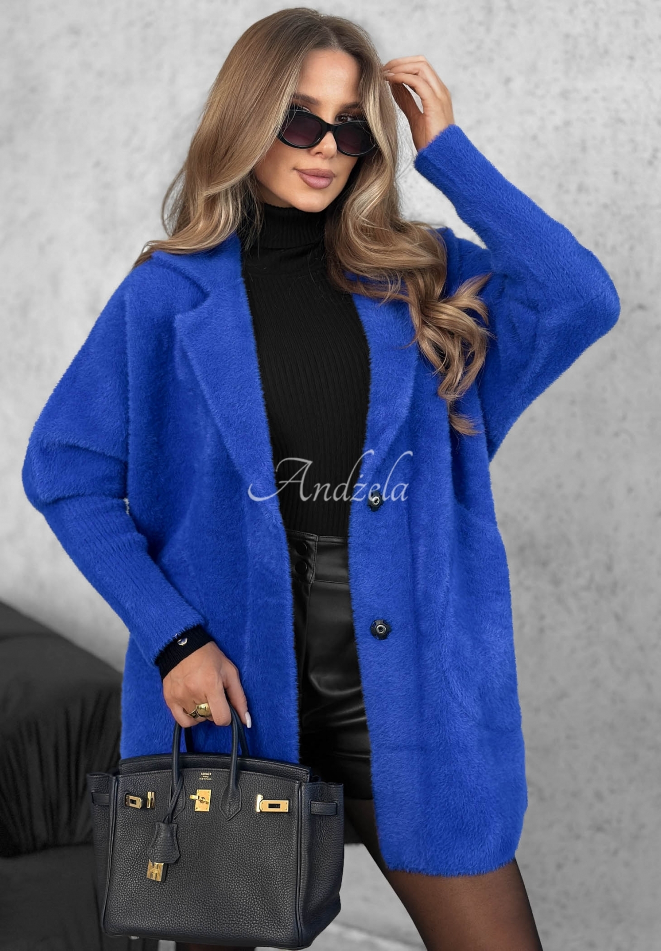 Kabát alpaka oversize Royal kobaltový