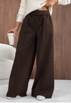 látkové Nohavice wide leg z przeszyciami Warm Coffee sivé