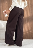 látkové Nohavice wide leg z przeszyciami Warm Coffee sivé