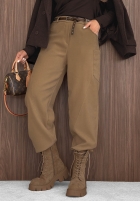 semiošové Nohavice mom fit z paskiem Lucky Fall čokoládové