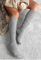 Prążkowane podkolanówki z wełną merino Pretty Legs Mokka
