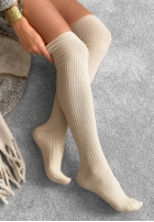 Prążkowane podkolanówki z wełną merino Pretty Legs Mokka