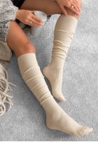 Prążkowane podkolanówki z wełną merino Pretty Legs Mokka