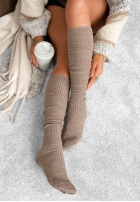 Prążkowane podkolanówki z wełną merino Pretty Legs Mokka