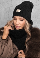 Súprava Čiapka i szalik z kożuszkiem Winter Lady čierne