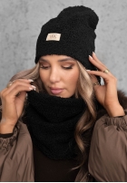 Súprava Čiapka i szalik z kożuszkiem Winter Lady čierne