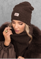 Súprava Čiapka i szalik z kożuszkiem Winter Lady čierne