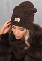 Súprava Čiapka i szalik z kożuszkiem Winter Lady čierne