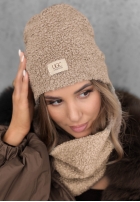 Súprava Čiapka i szalik z kożuszkiem Winter Lady čierne
