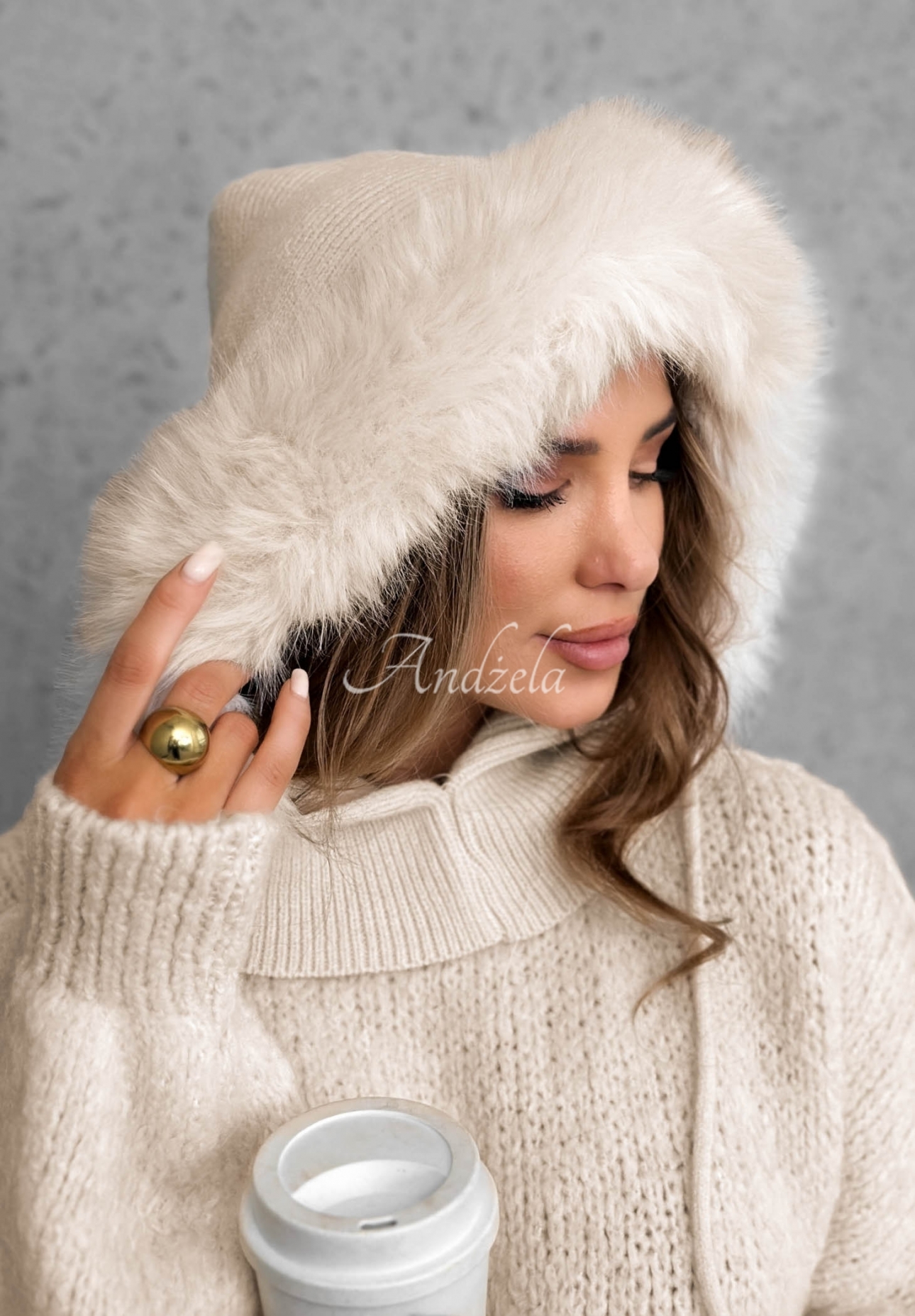 Komín balaclava s kožušinkou Winter Crush béžový
